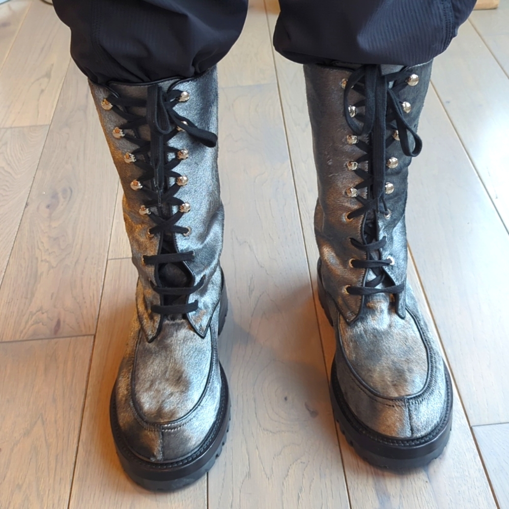 Chanel Men's Silver calf hair Boots NWOT - Picture 2 of 6